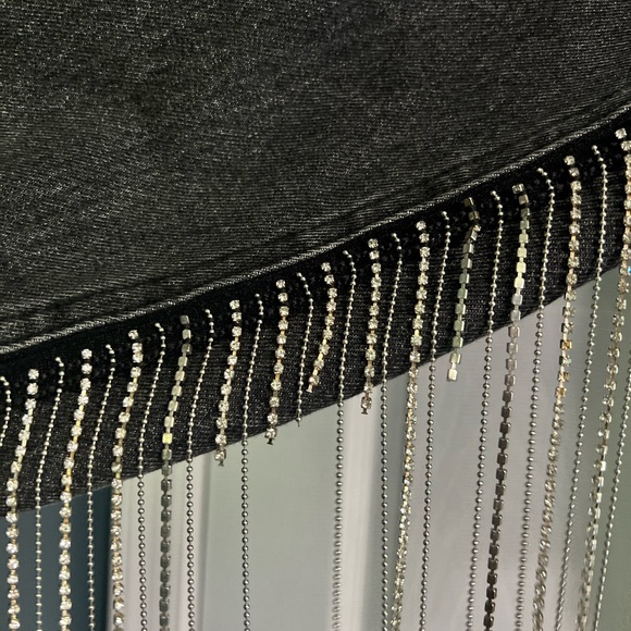 Le Lis Rhinestone Fringe Denim Jacket size Small - Picture 5 of 7